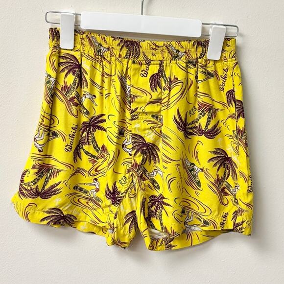 R13 Tropical Print Pull On High Waisted Boxer Shorts Yellow Surfer Women's XS - Picture 2 of 5